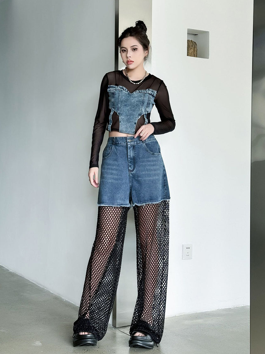 Splicing Lace Pants
