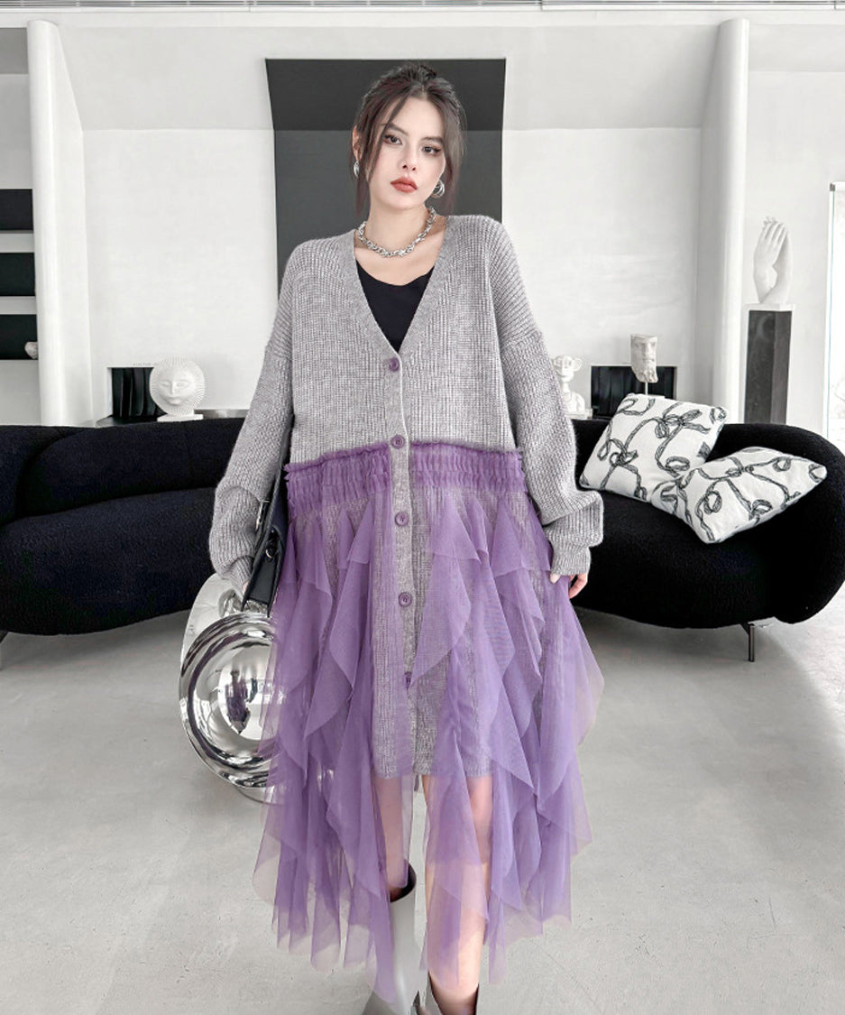 tiered mesh cardigan