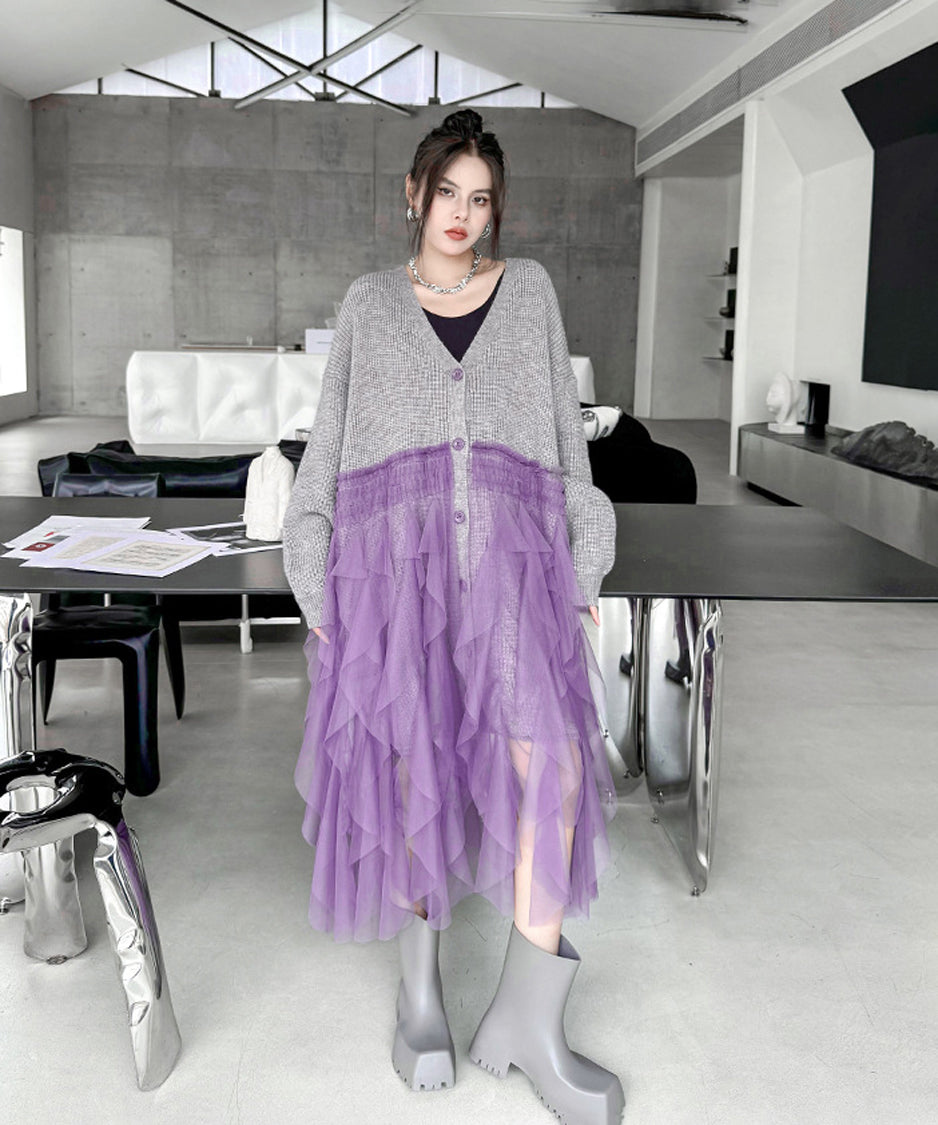 tiered mesh cardigan