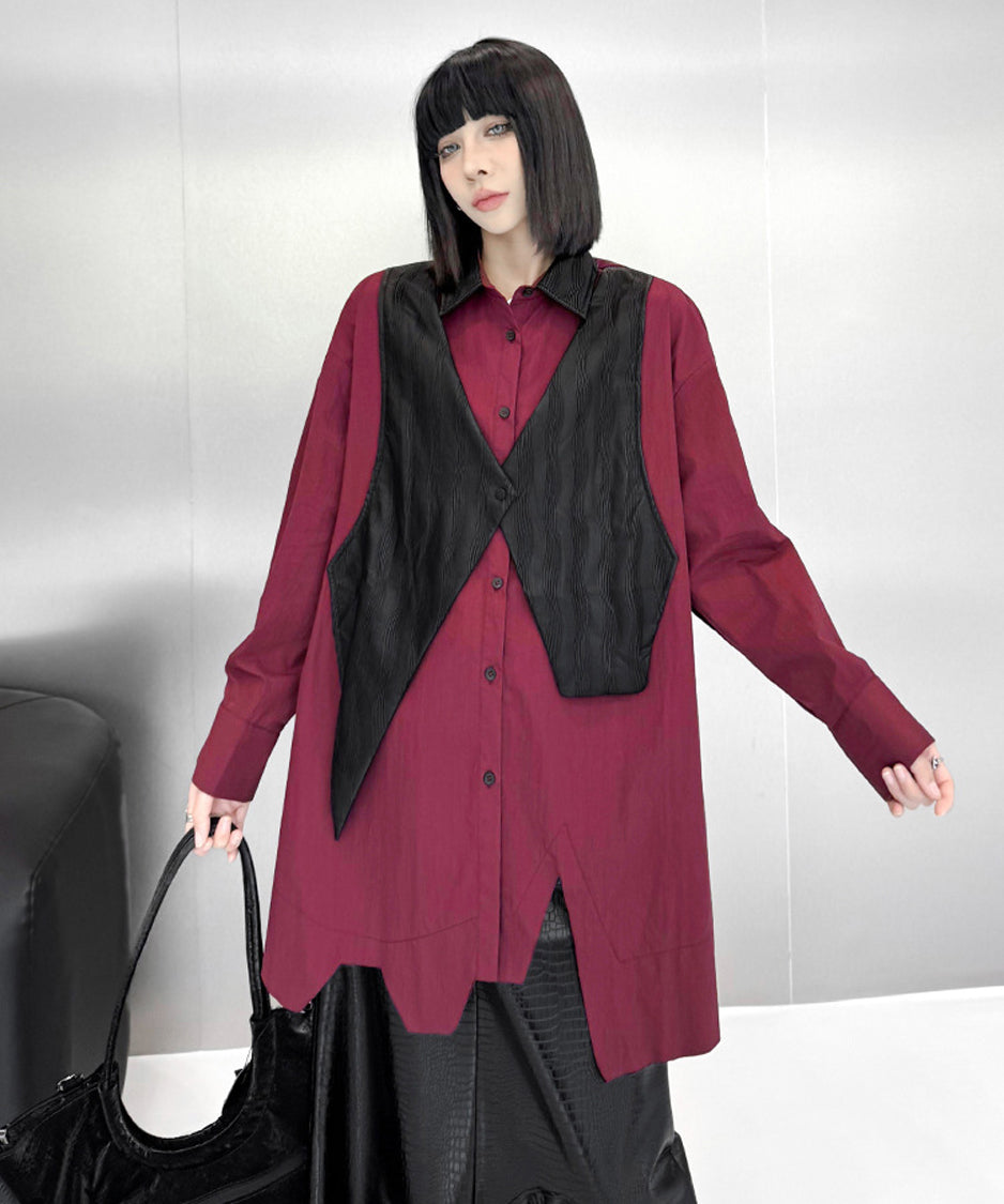 Zigzag cut loose blouse
