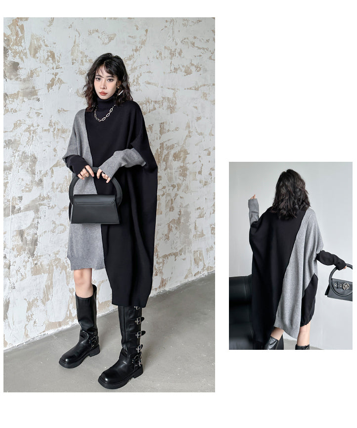 Two-tone knit dress