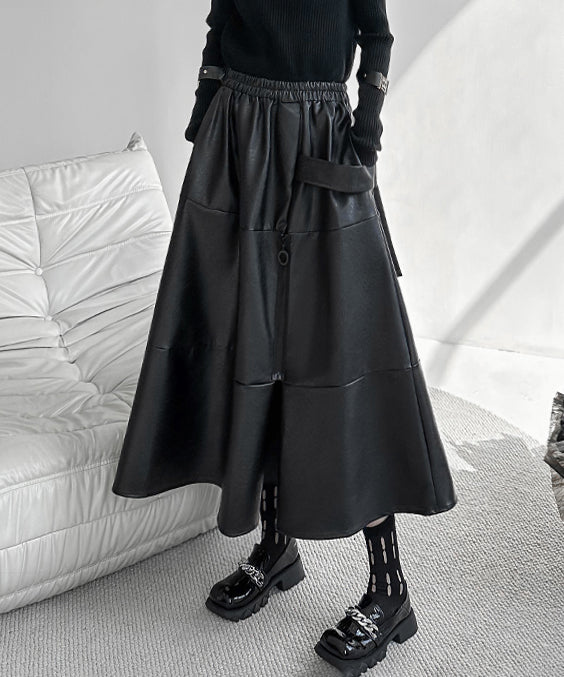 Point Zip Flare Skirt