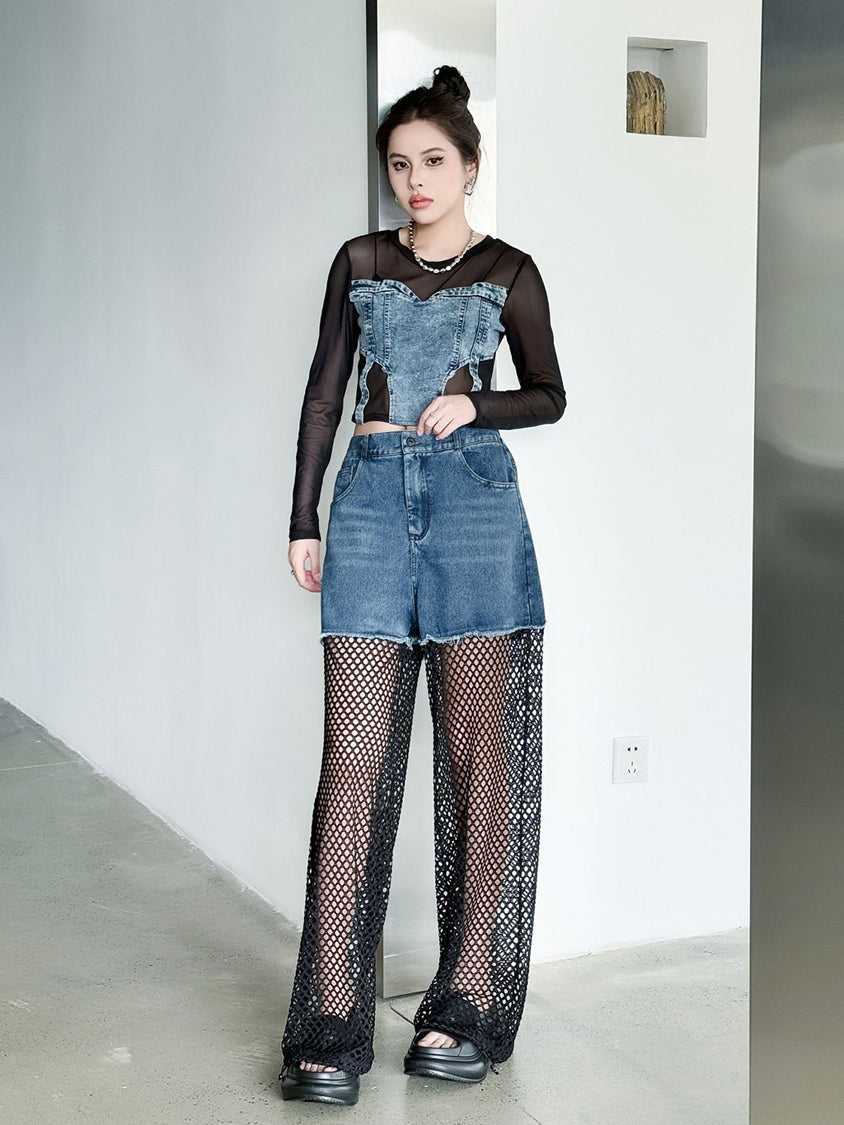 Splicing Lace Pants
