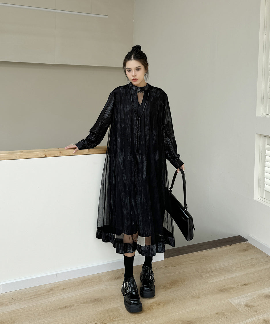 Mesh splicing dress