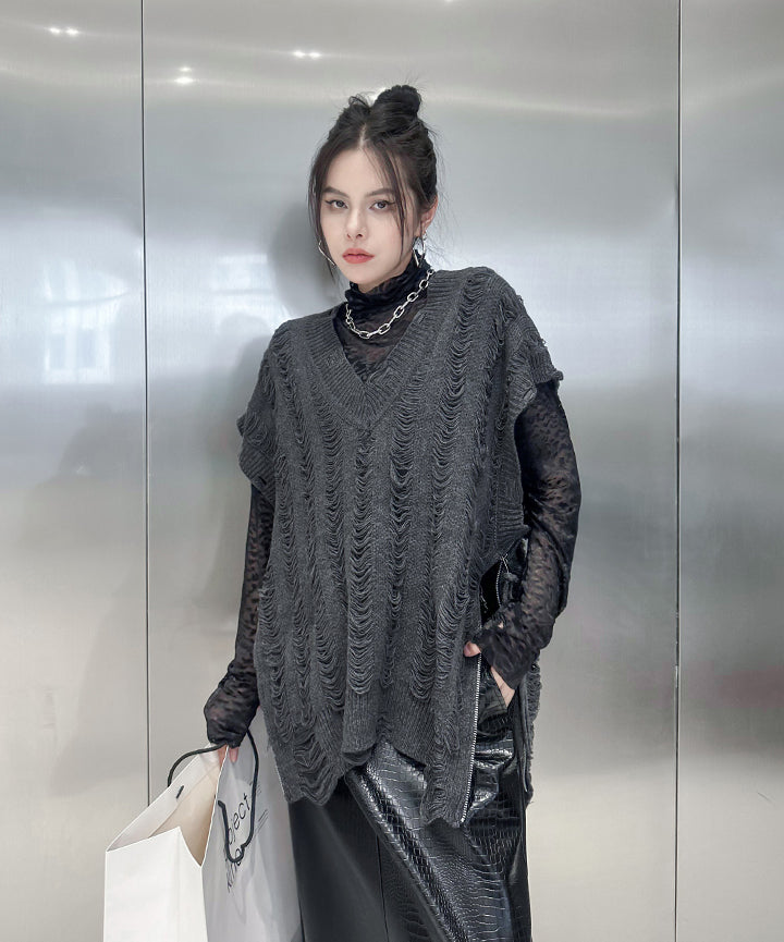 Side-zip knit vest