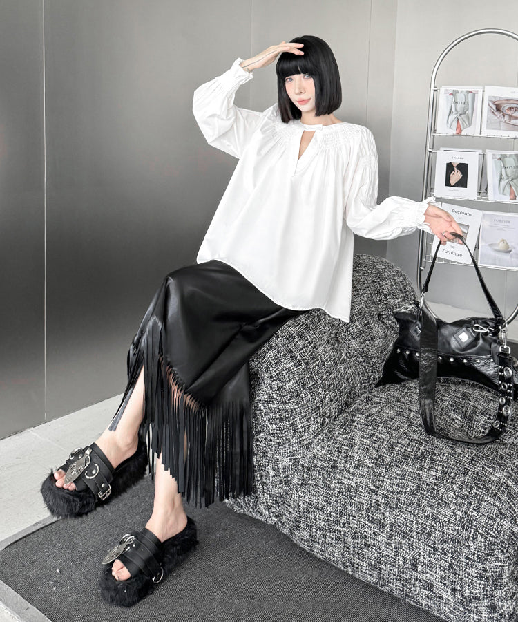 shirred blouse