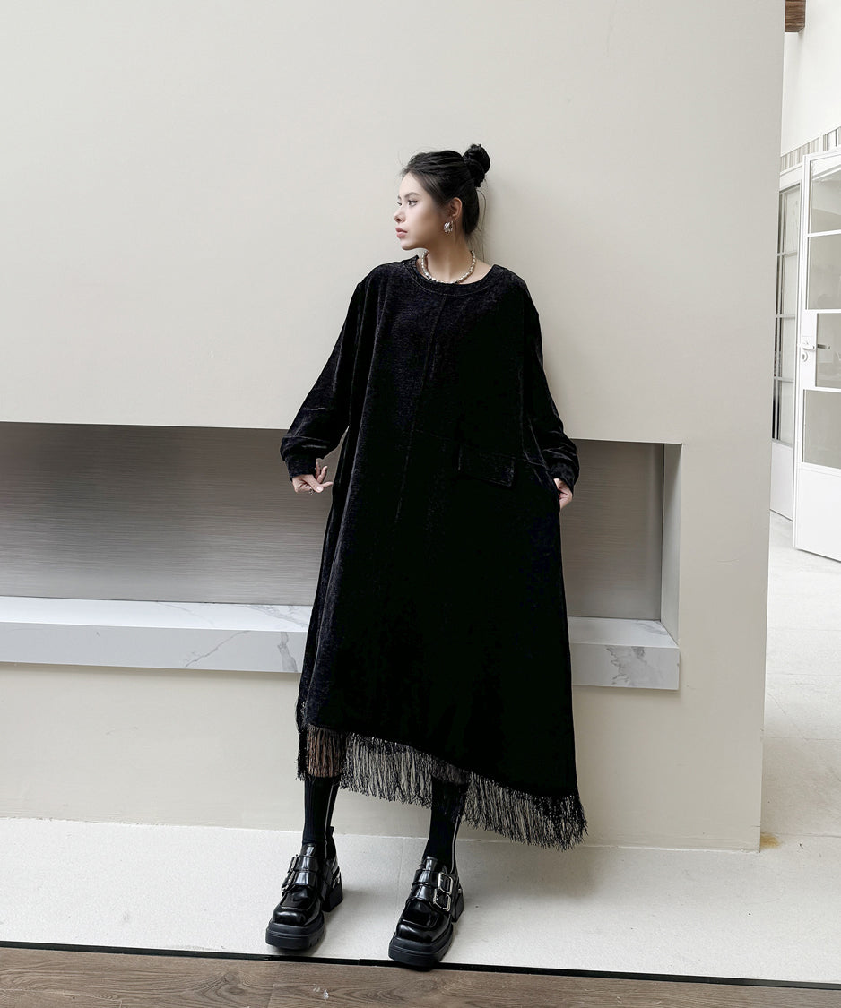 Hem Tassel Flare Dress