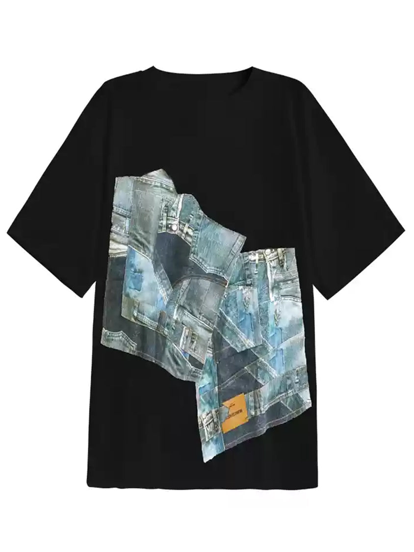 デニムパッチワークビッグTシャツ
