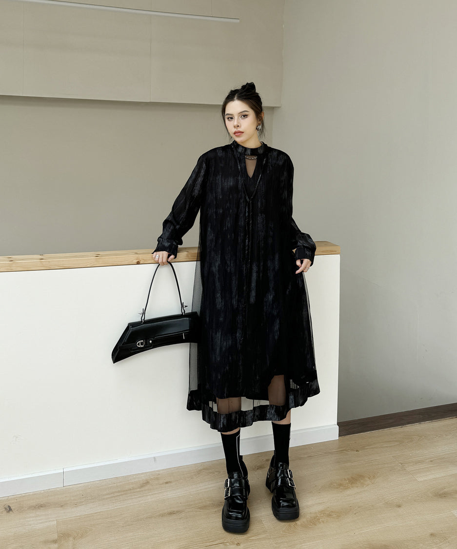 Mesh splicing dress