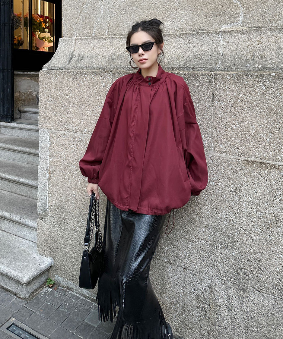 Bat Sleeve Zipper Blouson