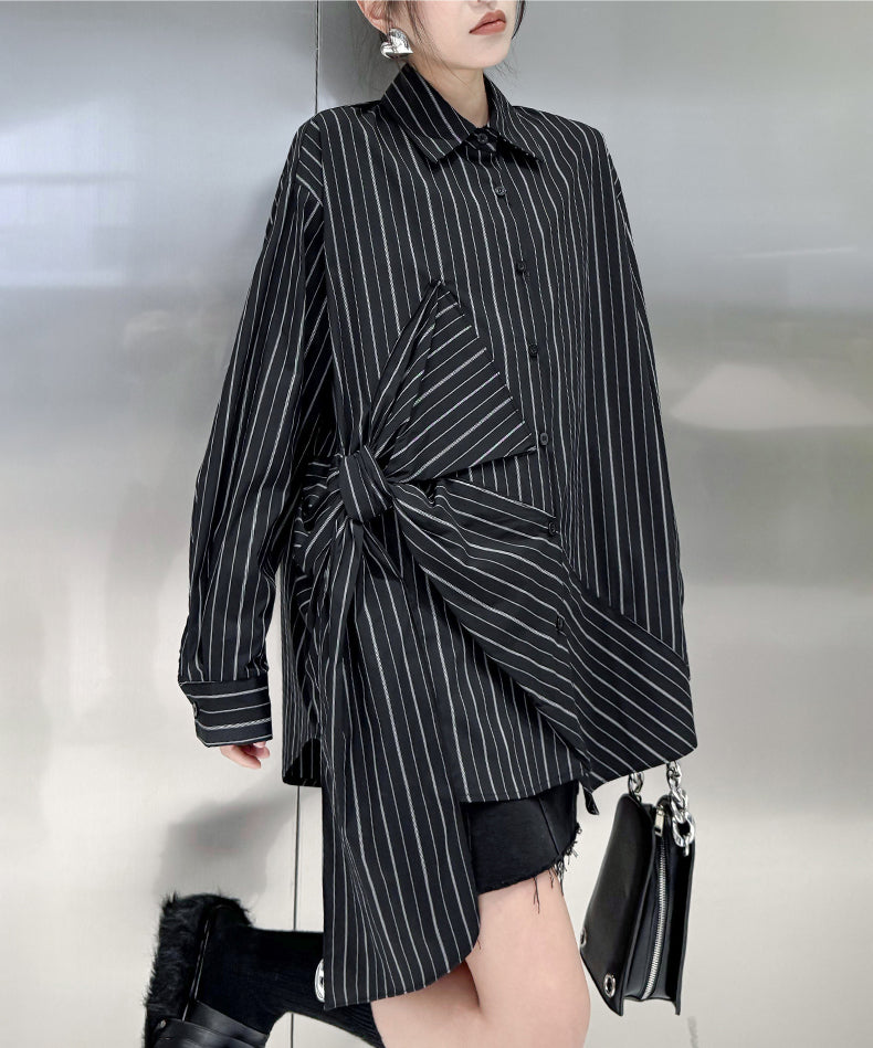 Big ribbon striped blouse