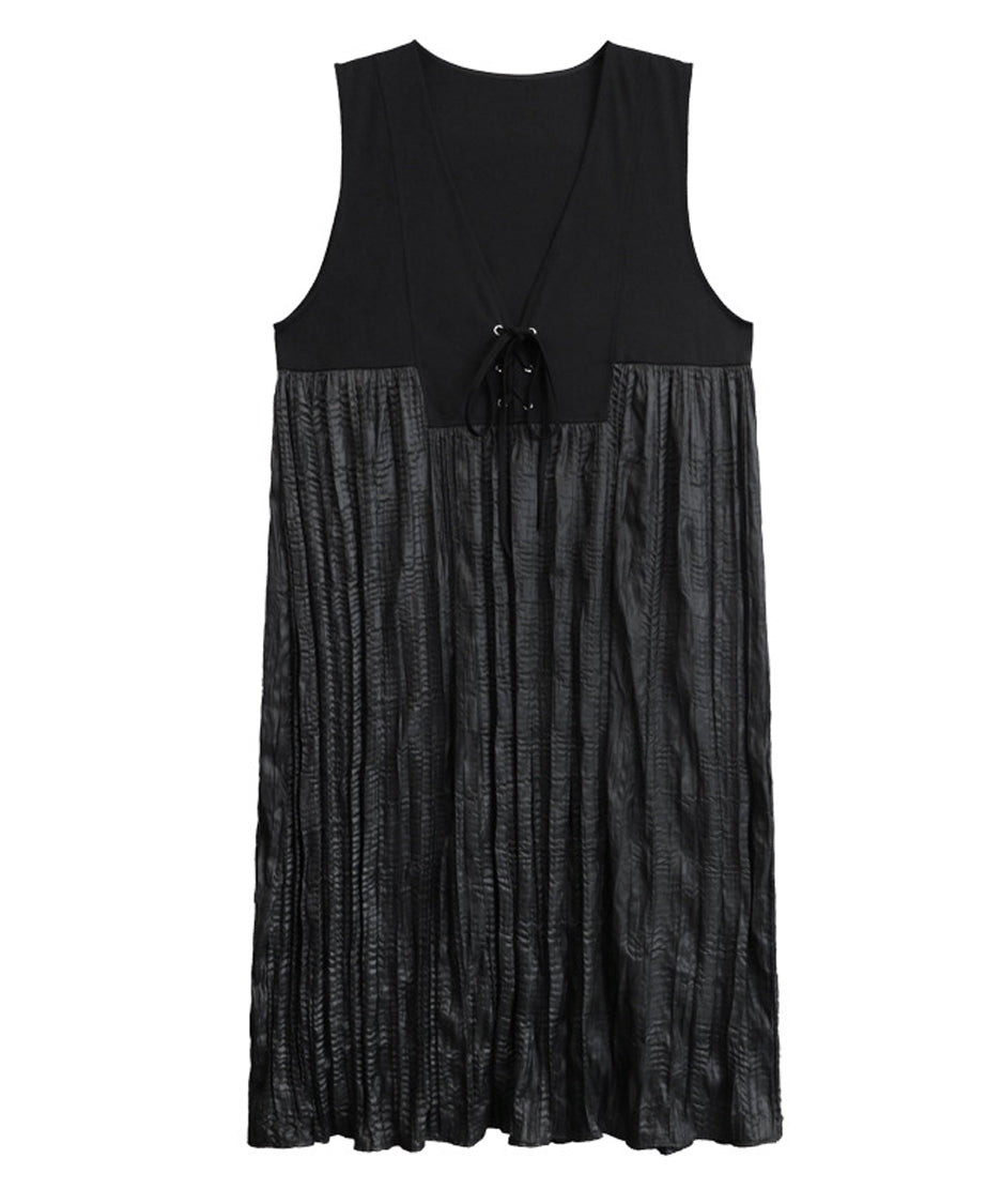 Lace-up wrinkle dress