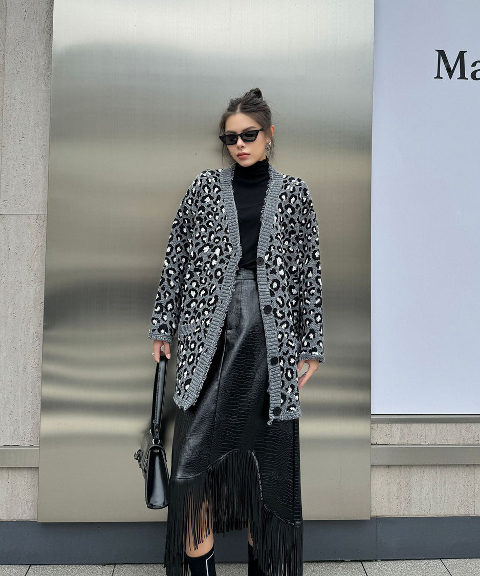 Leopard knit cardigan