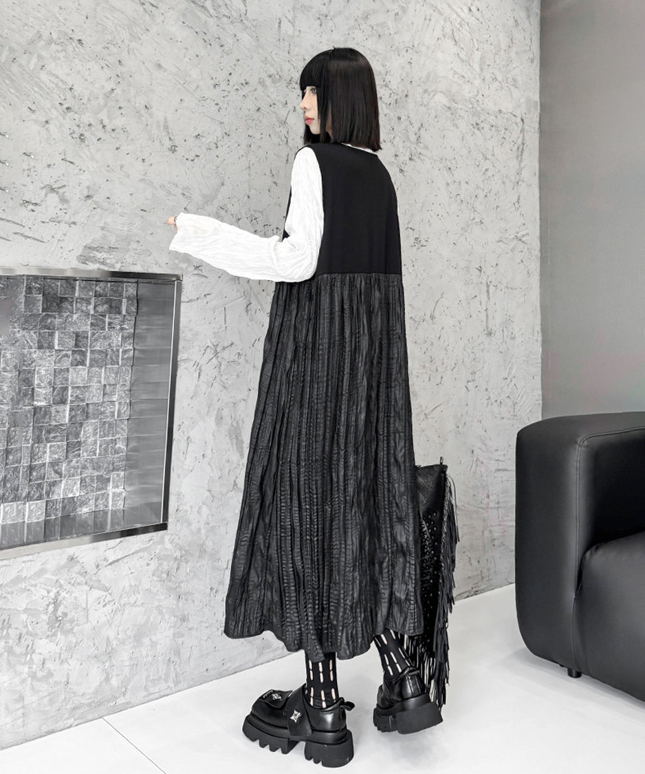 Lace-up wrinkle dress