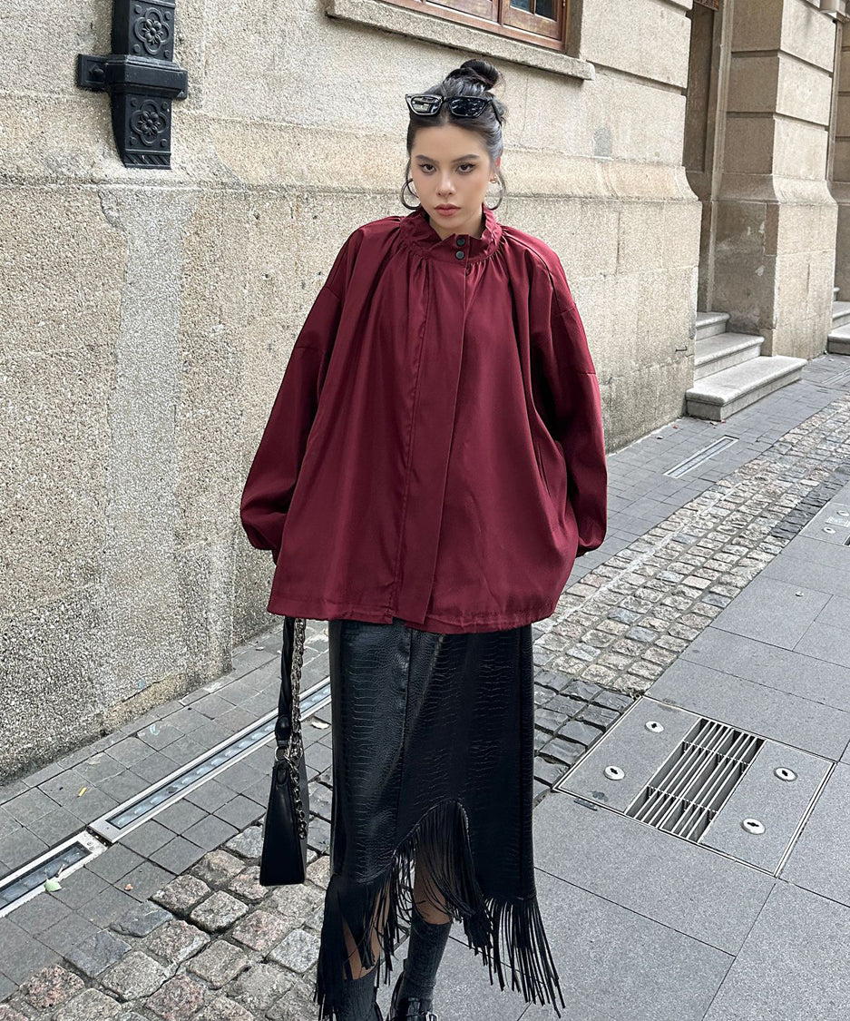 Bat Sleeve Zipper Blouson
