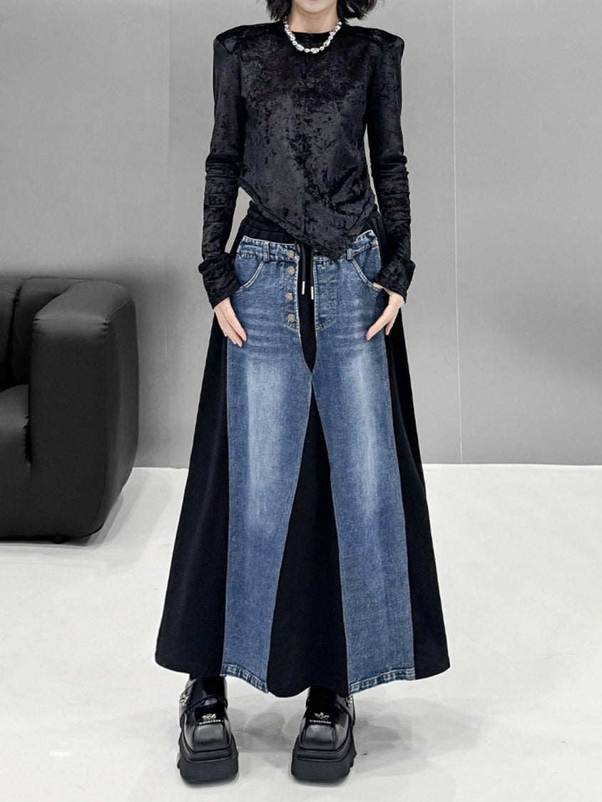 Contrast Patchwork Skirt