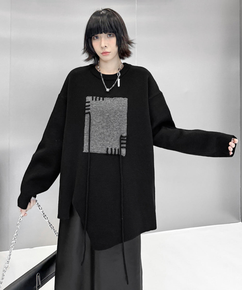 Contrast color jacquard sweater