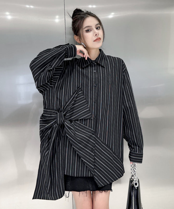Big ribbon striped blouse