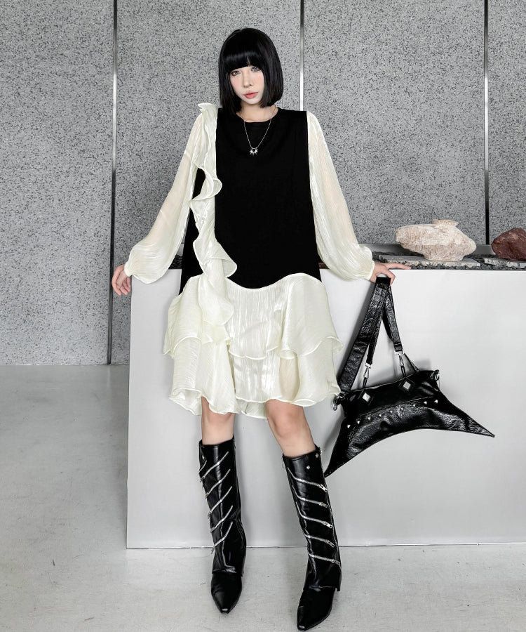 See-through ruffle dress