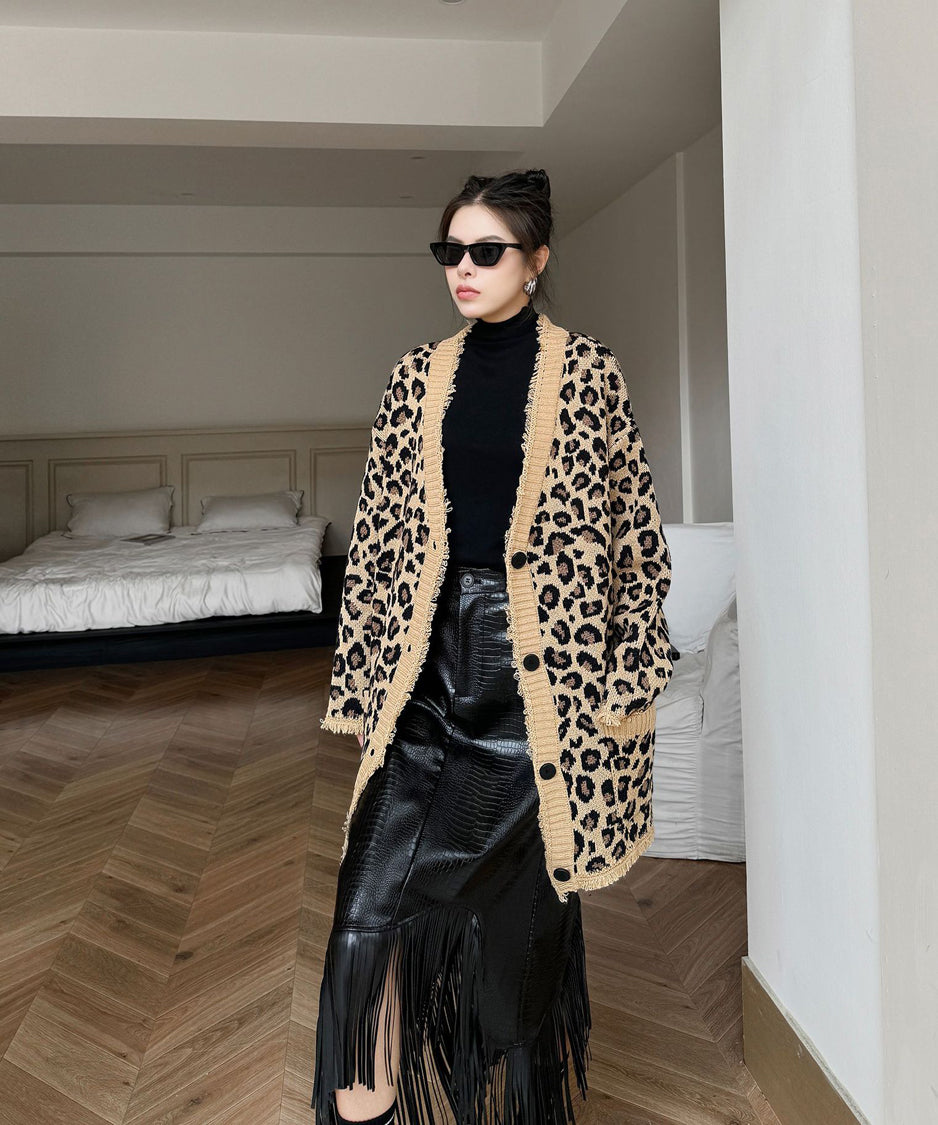Leopard knit cardigan