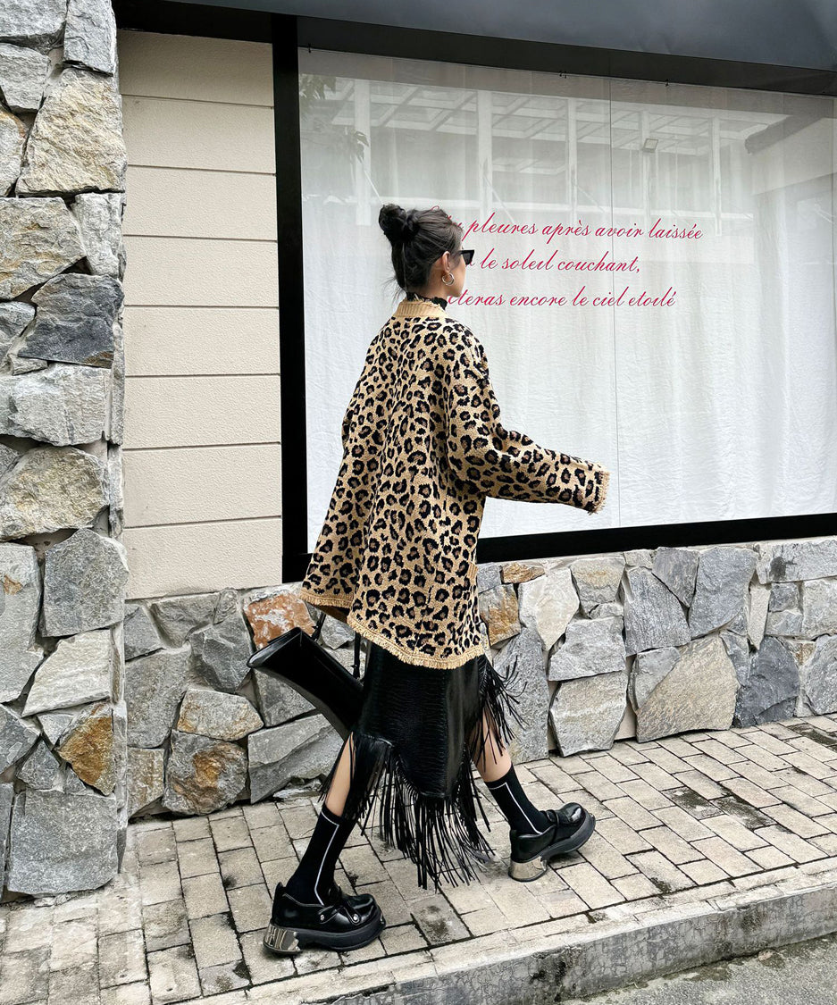 Leopard knit cardigan