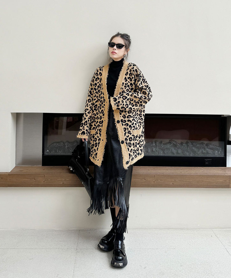 Leopard knit cardigan