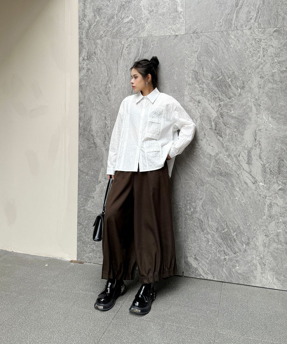 Cropped wide pants