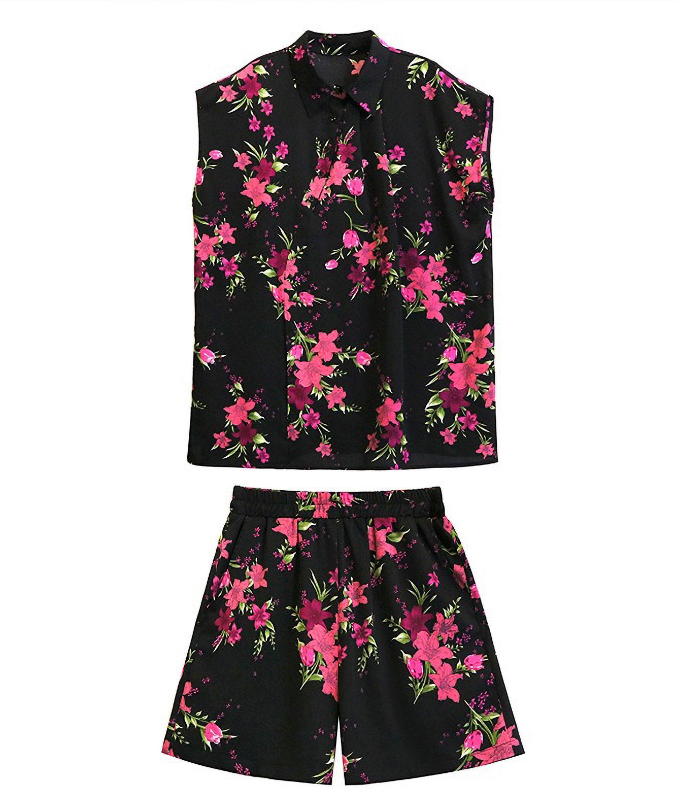 フラワープリントトップス&ショートパンツ