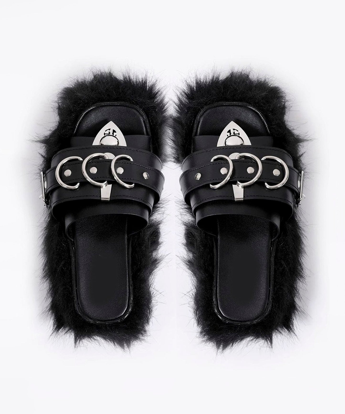 faux fur sandals
