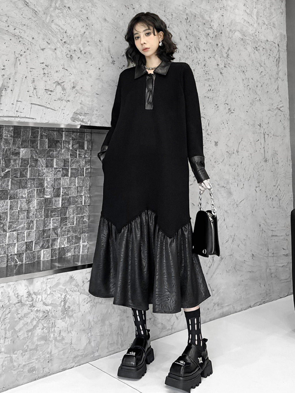 patchwork knit dress