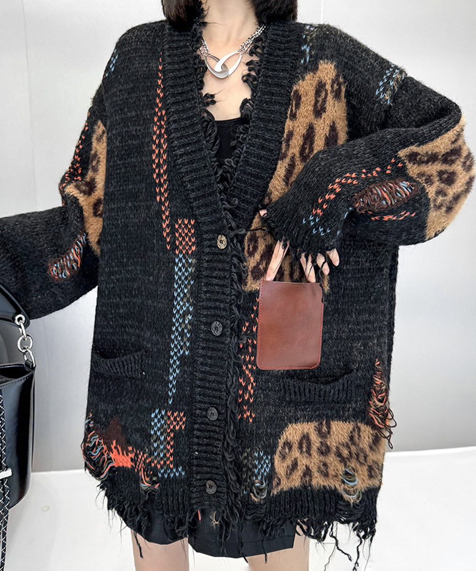 Leopard knit cardigan