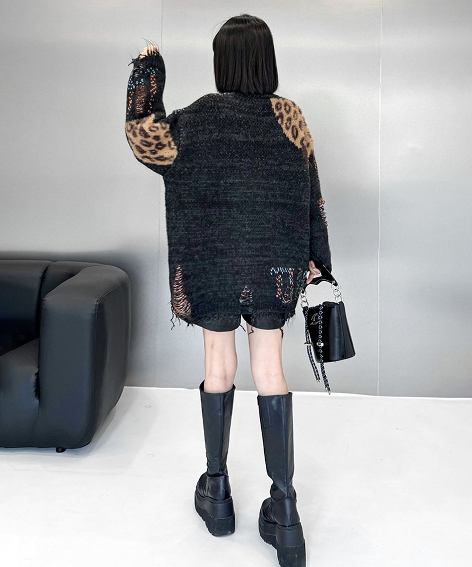 Leopard knit cardigan