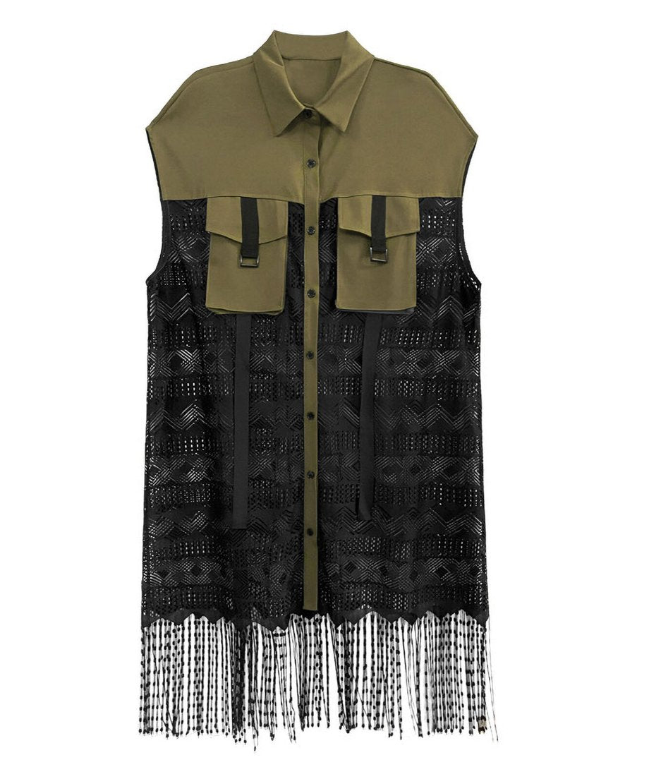 Fringe lace vest