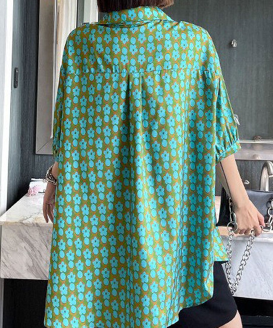 Retro flower print blouse