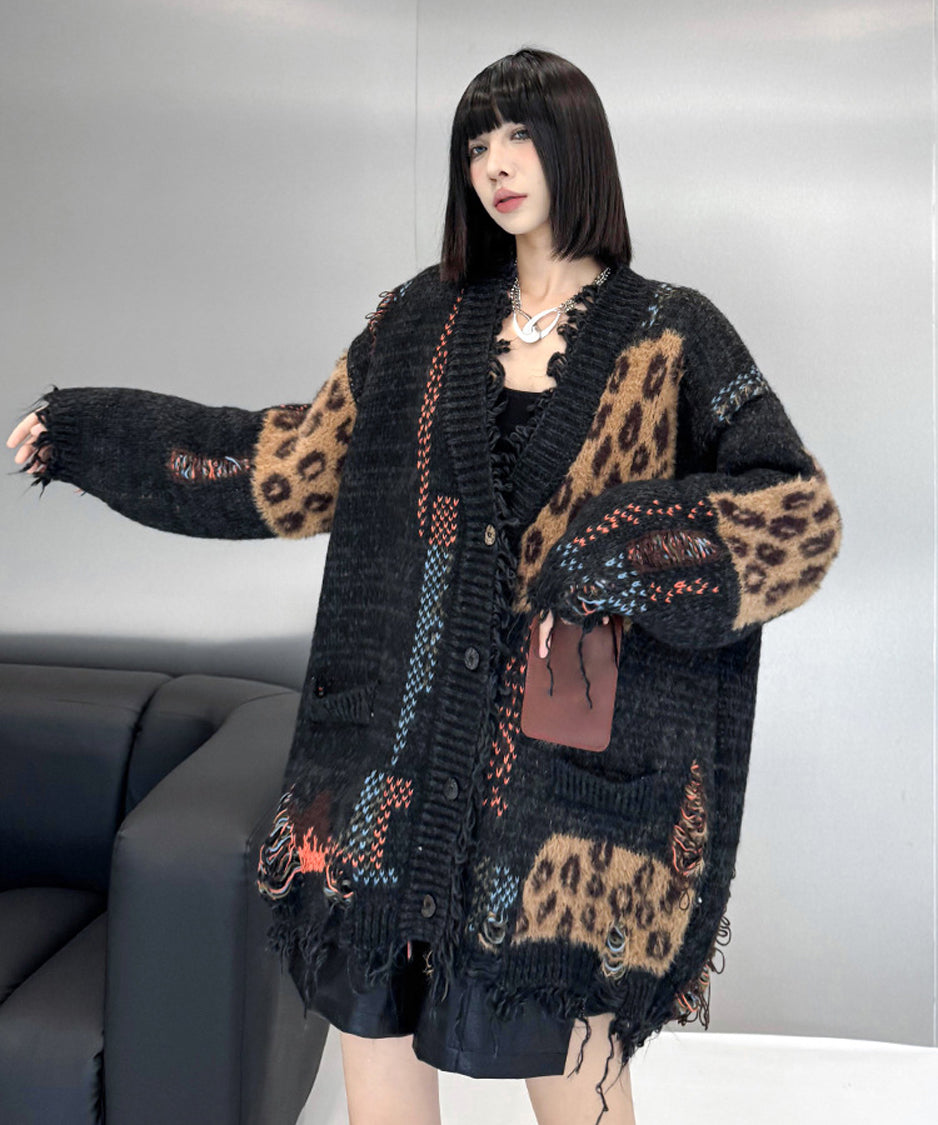 Leopard knit cardigan