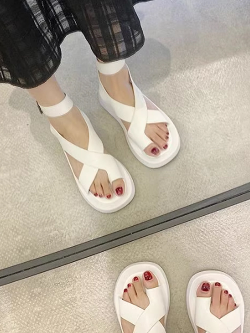 Cross strap sole sandals