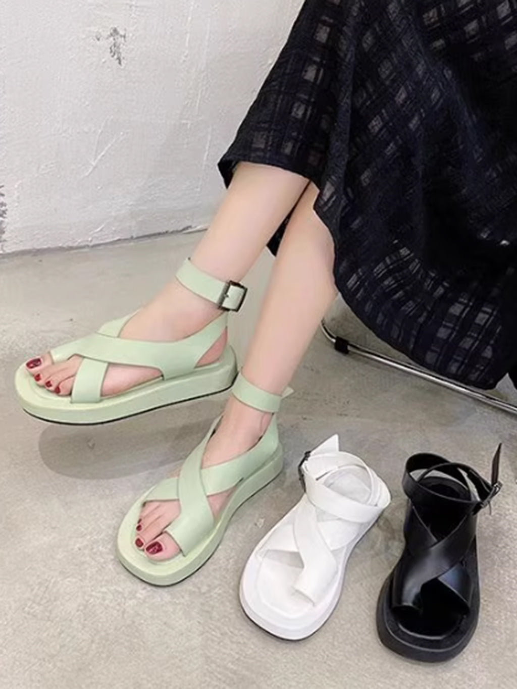 Cross strap sole sandals
