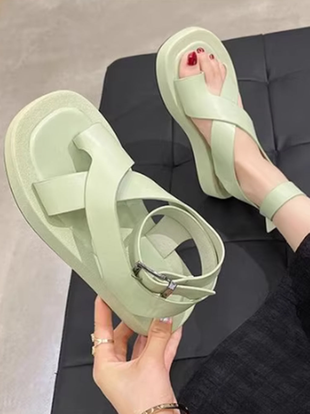 Cross strap sole sandals