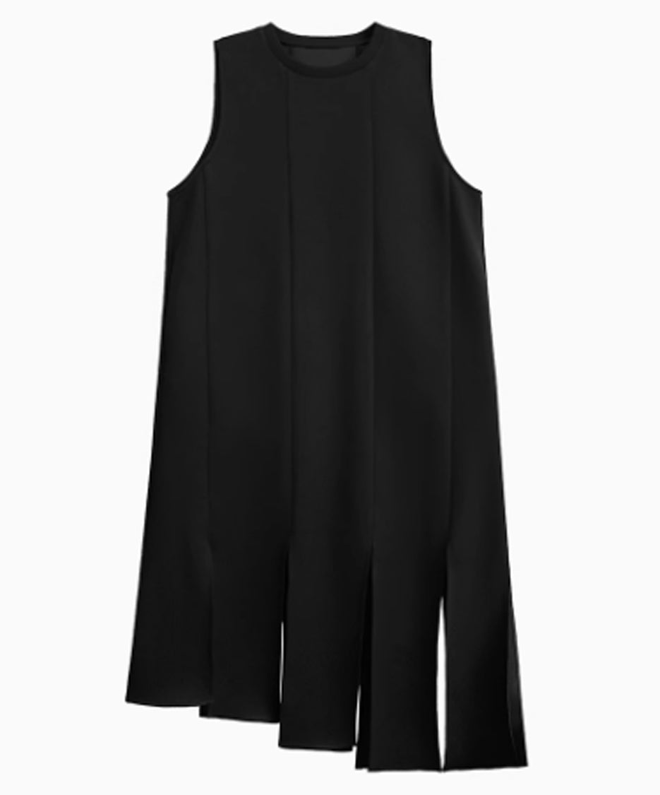 Irregular slit vest dress
