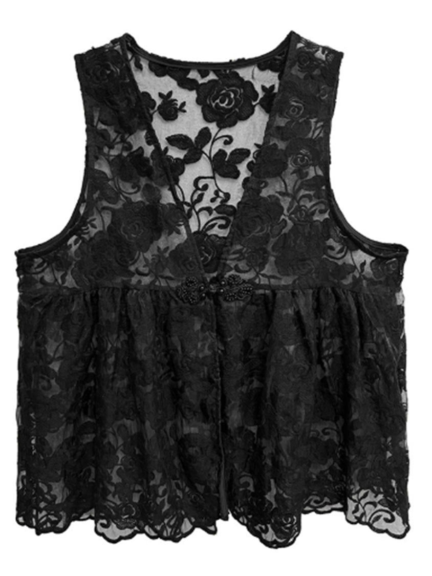 Lace flare vest