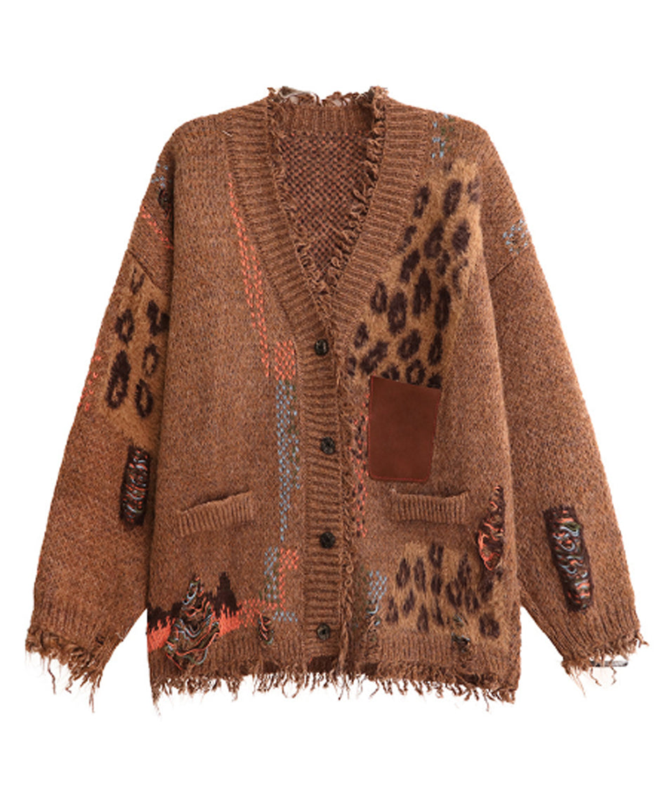Leopard knit cardigan