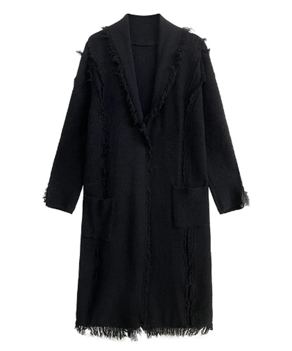 Tassel long knit cardigan
