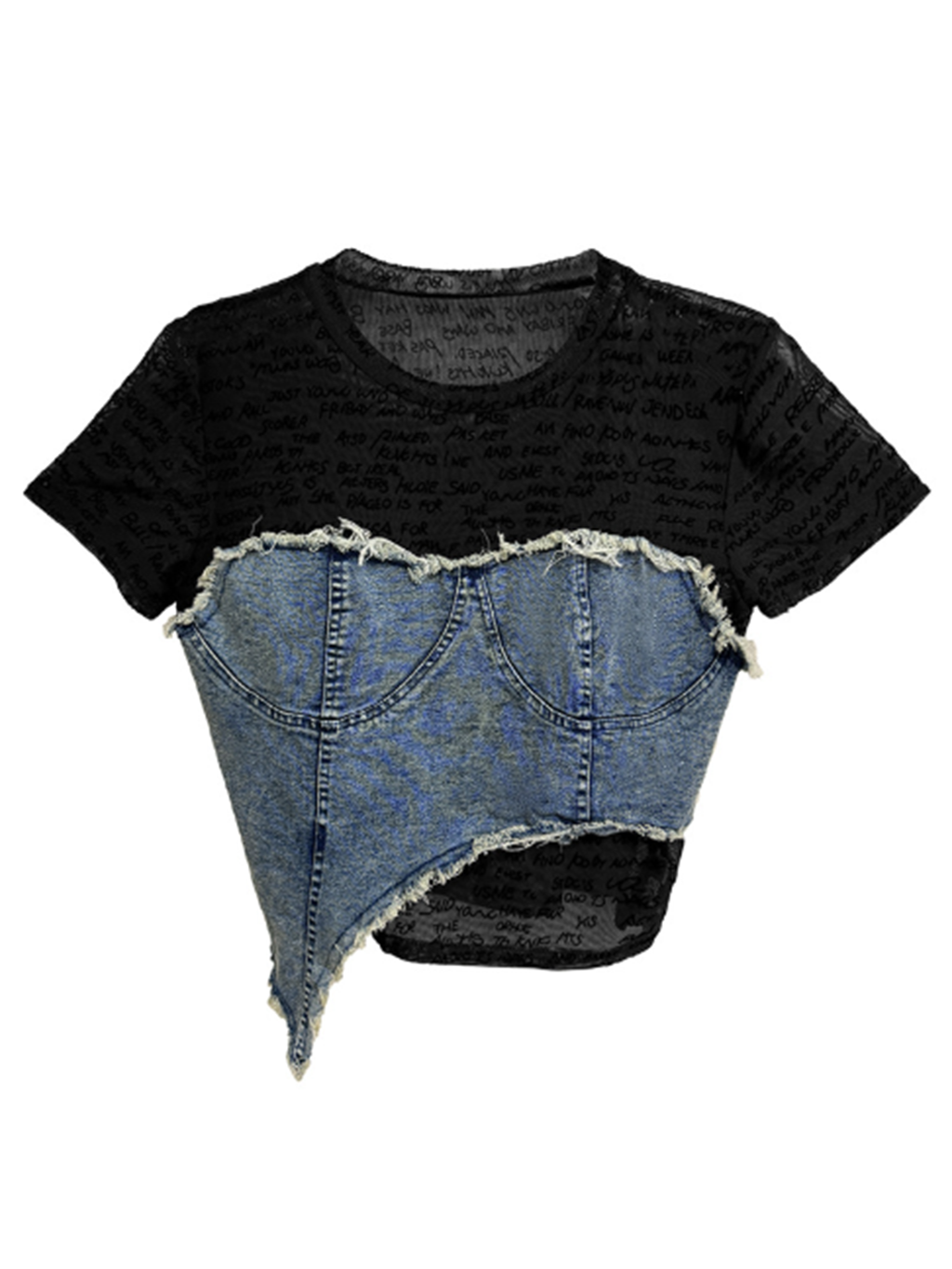 デニムレイヤードトップス