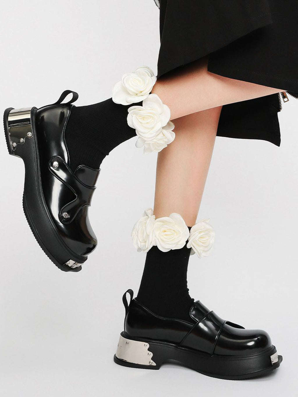 Metal Plate Platform Loafers