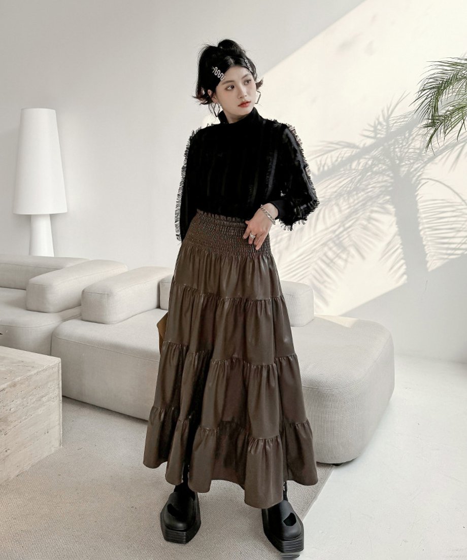 Gathered Flare Skirt