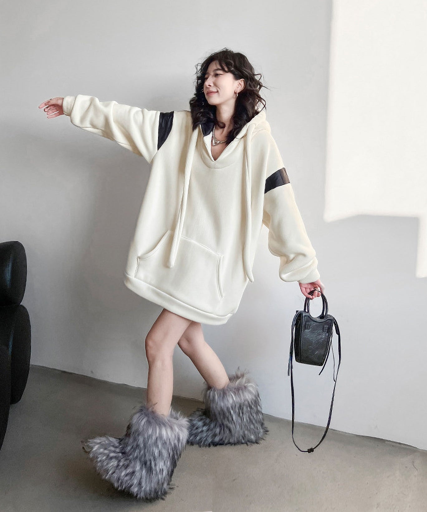Faux fur short boots