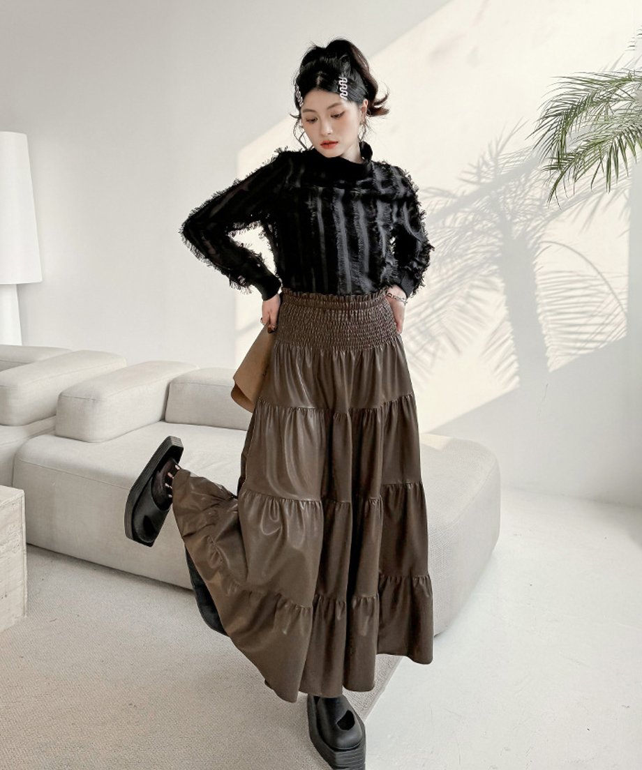 Gathered Flare Skirt