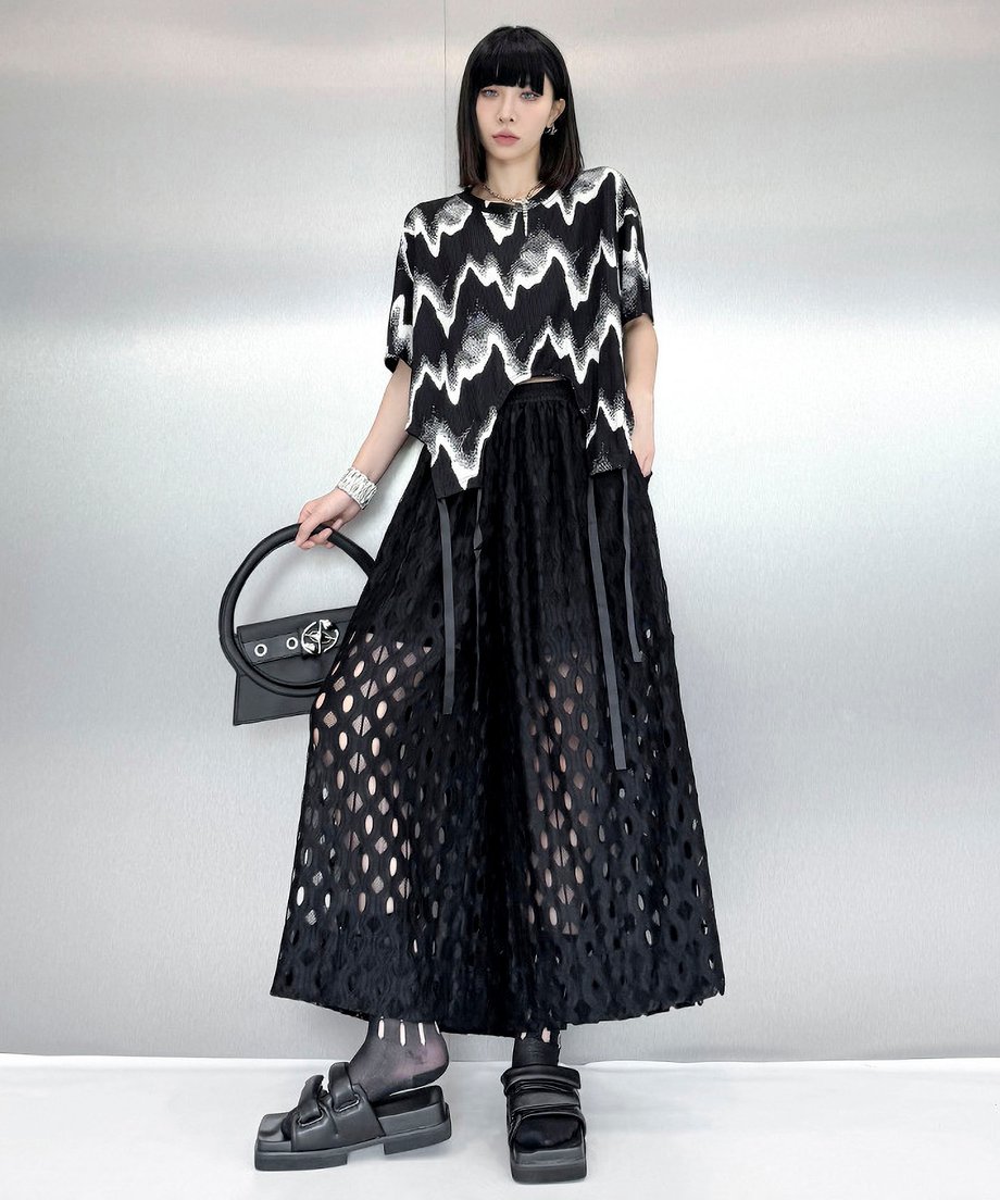 Cutout wide pants