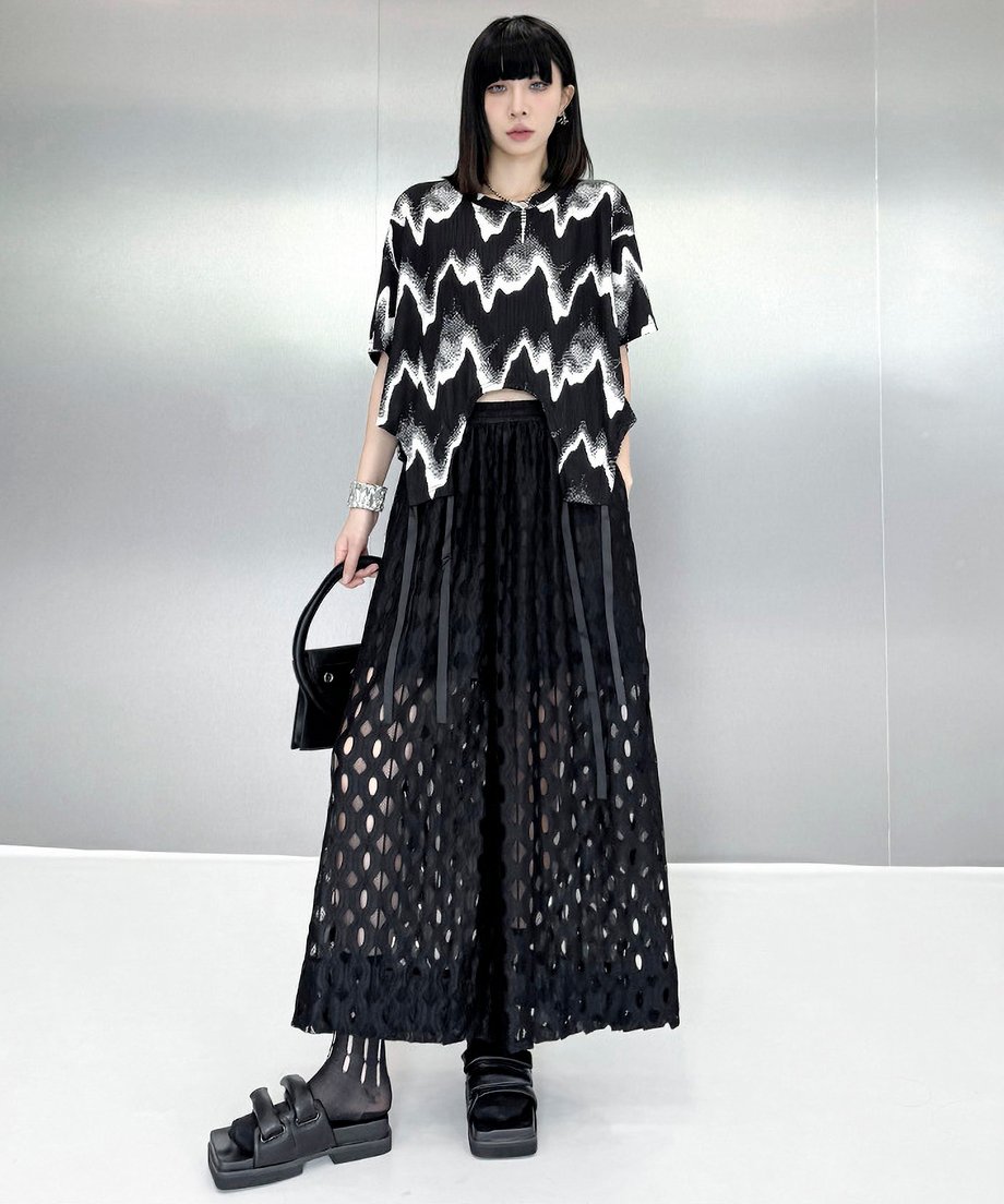 Cutout wide pants
