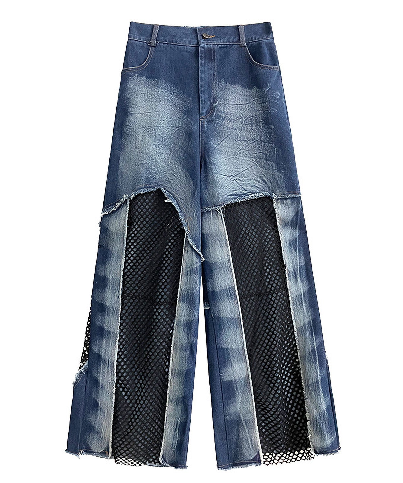 Mesh denim pants